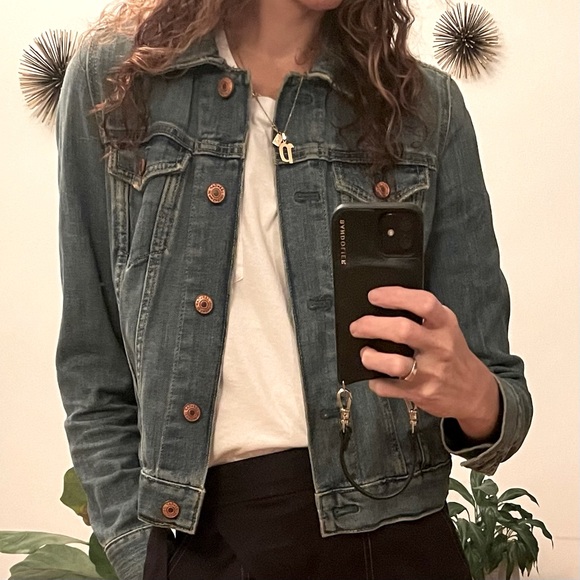 GAP Jackets & Blazers - GAP Distressed Classic Blue Denim Jean Jacket Small
